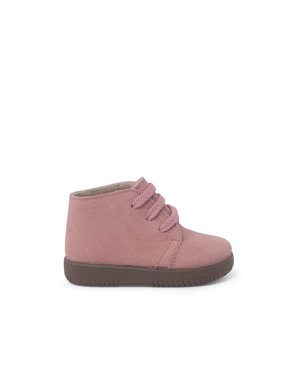 Botas de bebé de serraje con cordones intercambiables - Pisamonas - Rosa Rosa-1