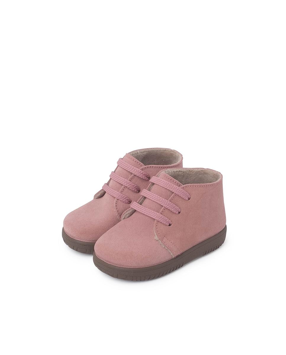 Botas de bebé de serraje con cordones intercambiables - Pisamonas - Rosa Rosa-3