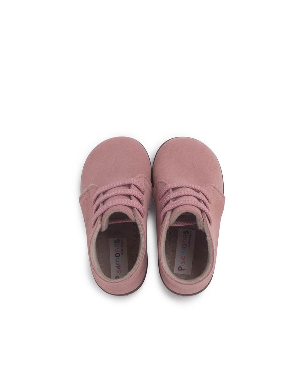 Botas de bebé de serraje con cordones intercambiables - Pisamonas - Rosa Rosa-4