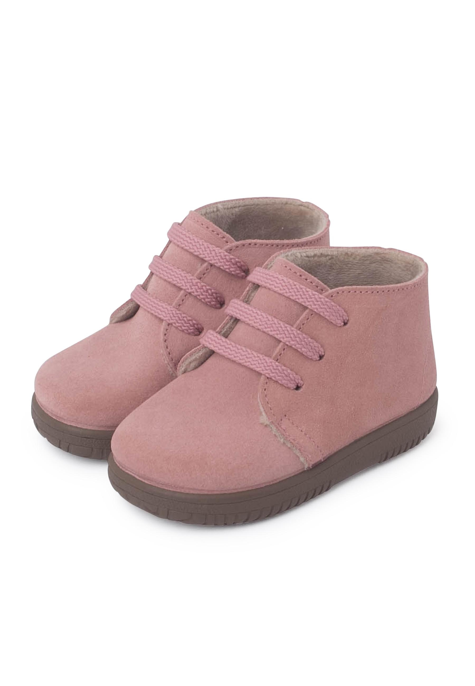 Botas de bebé de serraje con cordones intercambiables - Pisamonas - Rosa Rosa-5