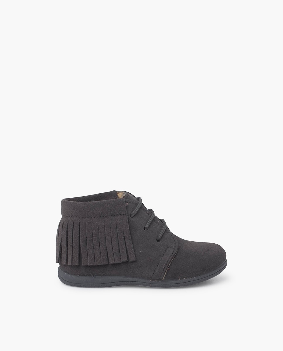 Botas de bebé flecos cordones primeros pasos - Pisamonas - Gris Gris-1