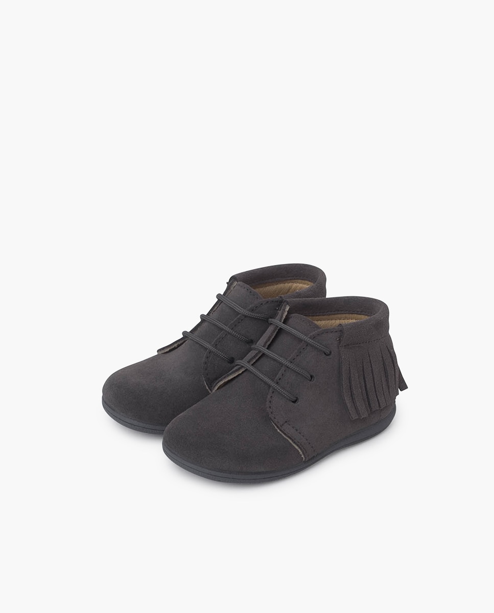 Botas de bebé flecos cordones primeros pasos - Pisamonas - Gris Gris-3