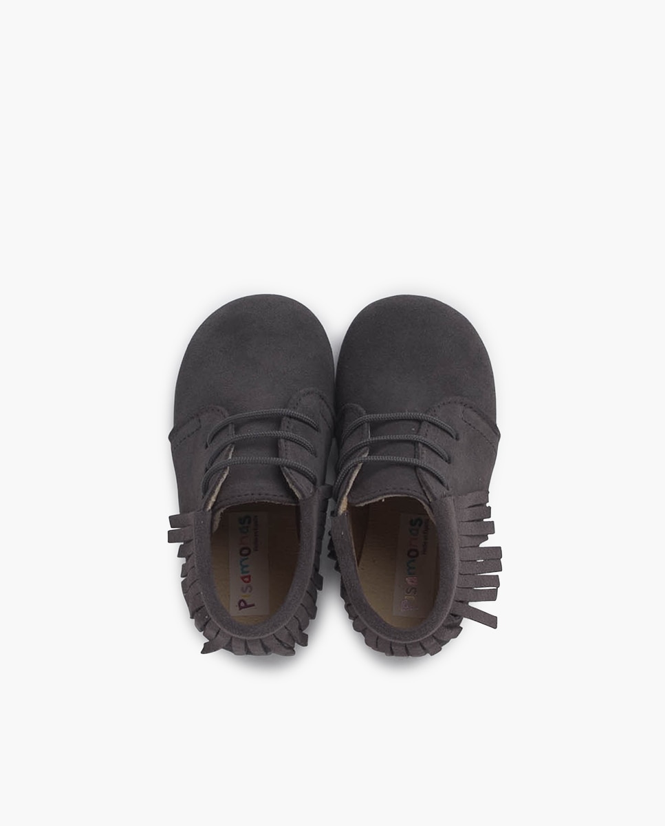 Botas de bebé flecos cordones primeros pasos - Pisamonas - Gris Gris-4