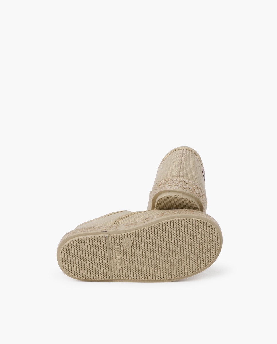 Zapatillas de lona de niños con cordones y suela alpargata - Pisamonas - Camel Beige-2