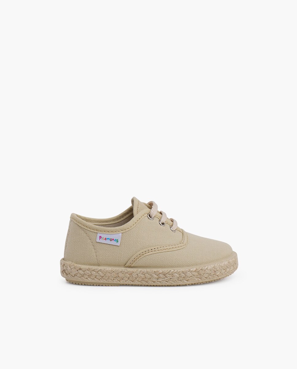 Imagen 0 de Zapatillas de lona de niños con cordones y suela alpargata Beige