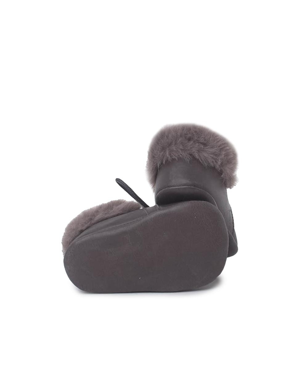Botas de bebé de piel y cuello pelito - Pisamonas - Gris oscuro Gris oscuro-2