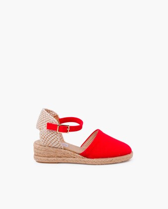Alpargatas (Espadrillas) Con Cuneo Pisamonas Per Donna E Bambina - Tela Con Fibbia, Fatte In Spagna