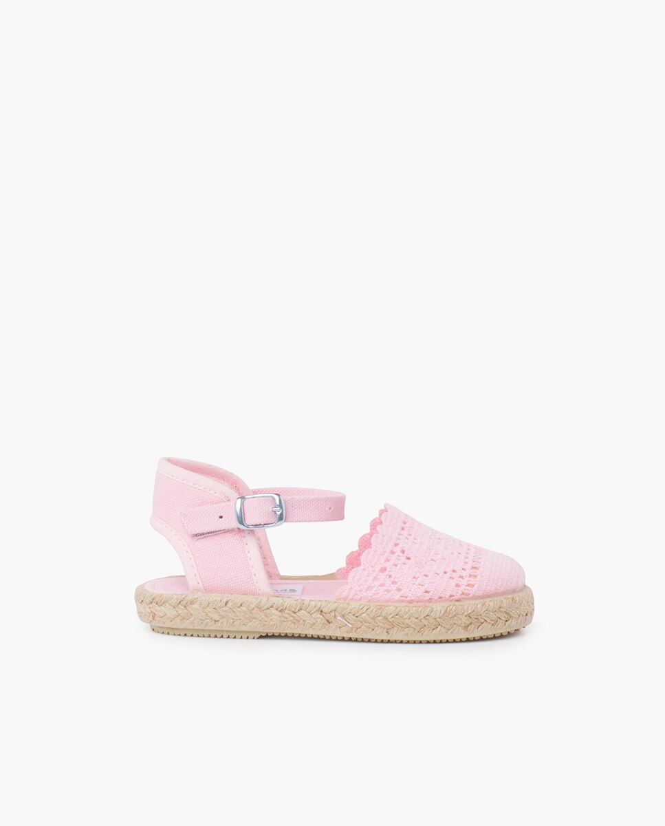 Alpargata Calada para Niñas con Hebilla en blanco - Pisamonas - Rosa claro Rosa claro-1