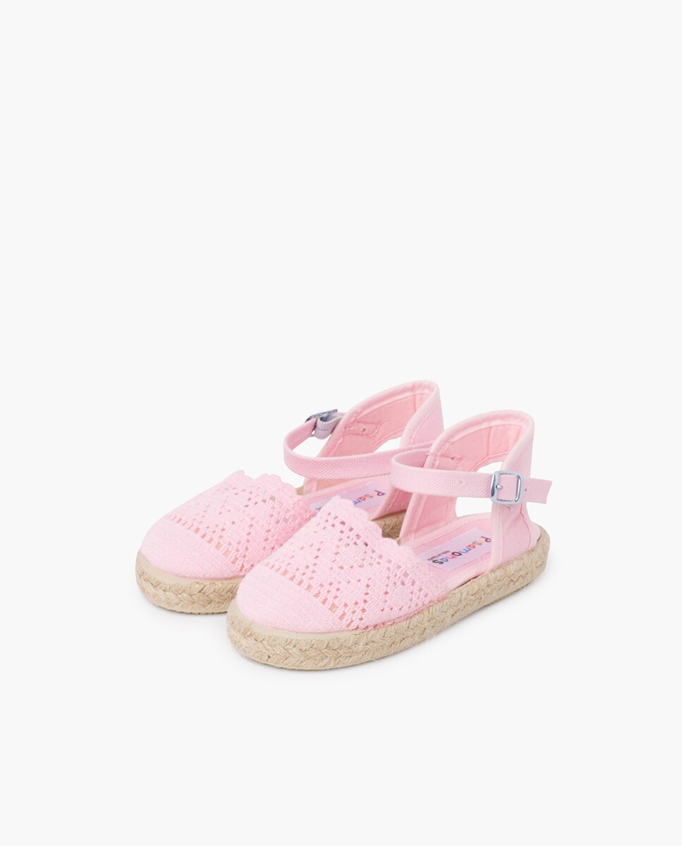 Alpargata Calada para Niñas con Hebilla en blanco - Pisamonas - Rosa claro Rosa claro-3