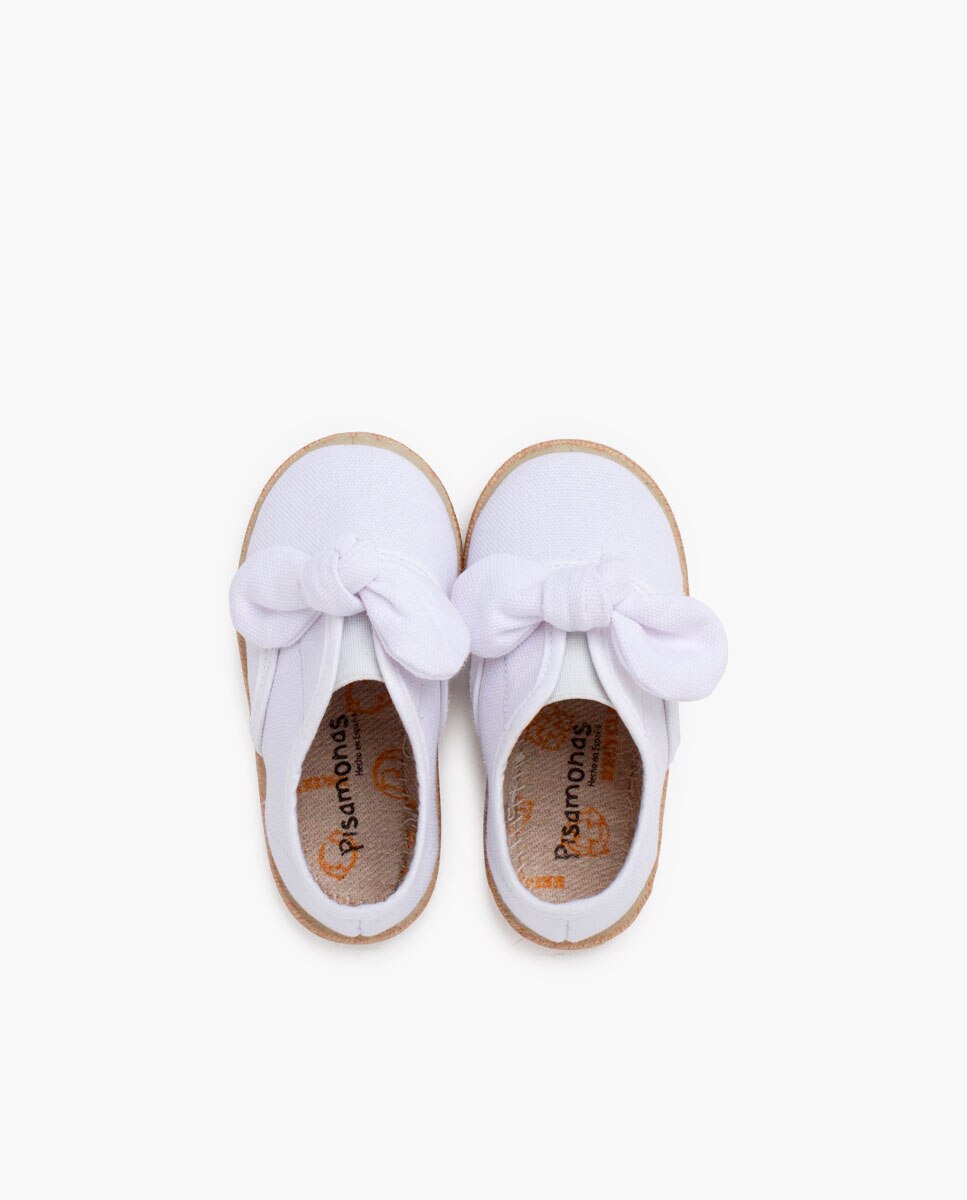 Zapatillas de lona de niños con lazo y suela yute - Pisamonas - Blanco Blanco-4