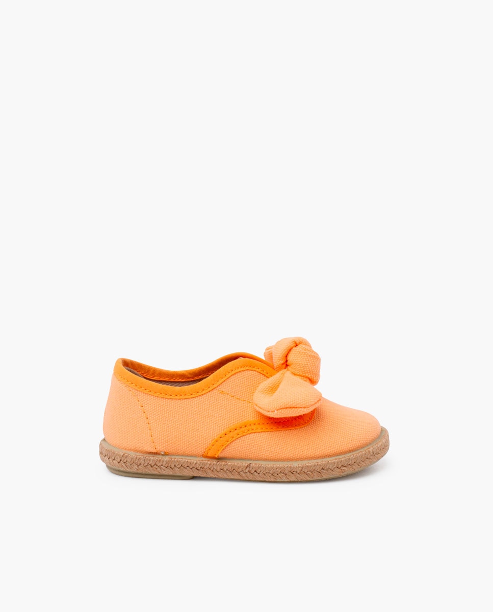 Zapatillas de lona de niños con lazo y suela yute