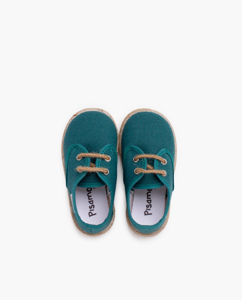 Zapatillas de lona de niños con cordones y base yute - Pisamonas - Verde Verde-4