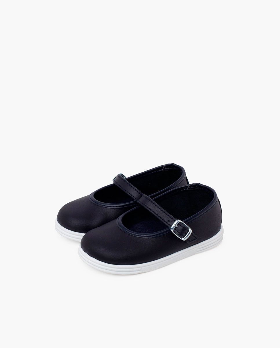 Merceditas de bebé piel lavable hebilla - Pisamonas - Azul marino Azul marino-3