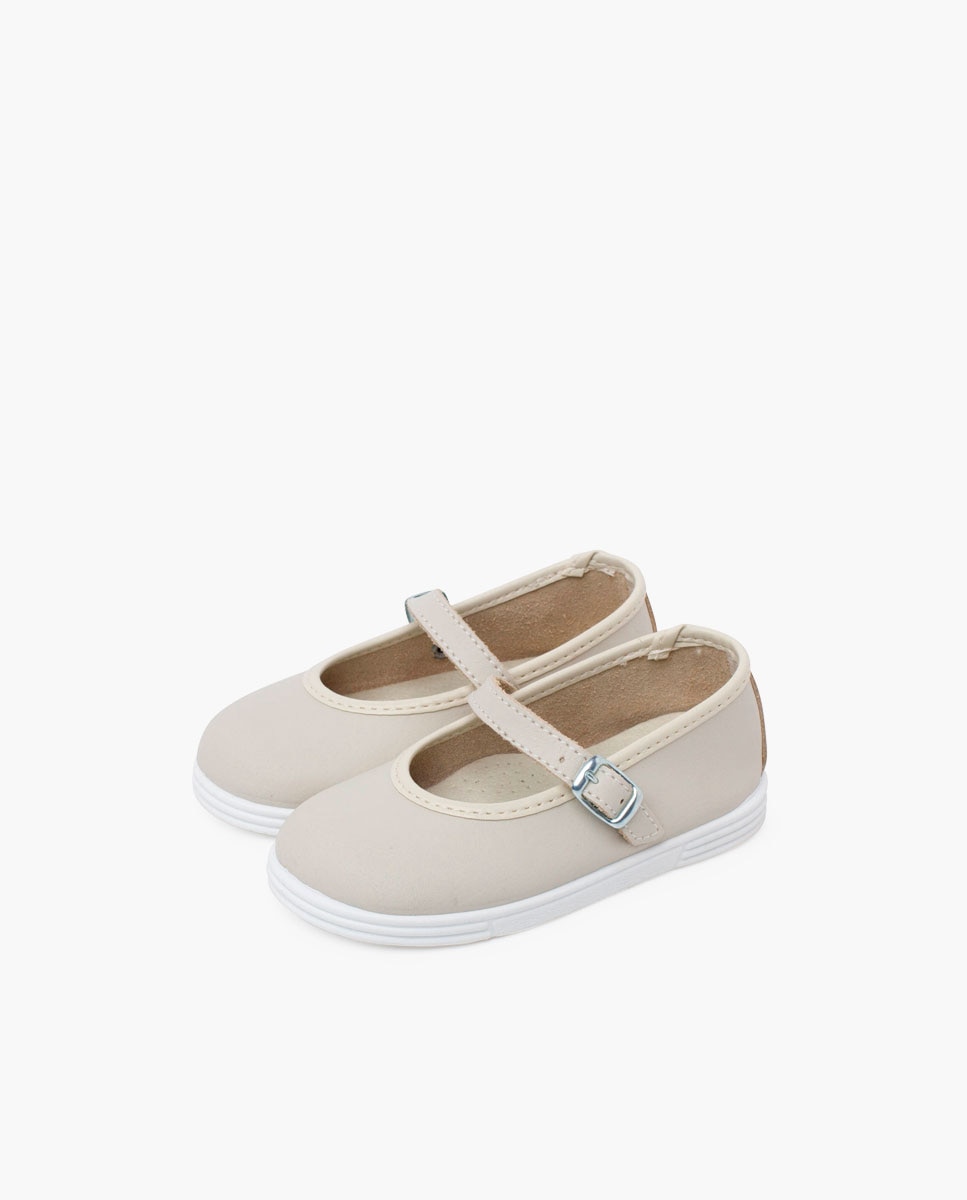Merceditas de bebé piel lavable hebilla - Pisamonas - Beige Beige-3