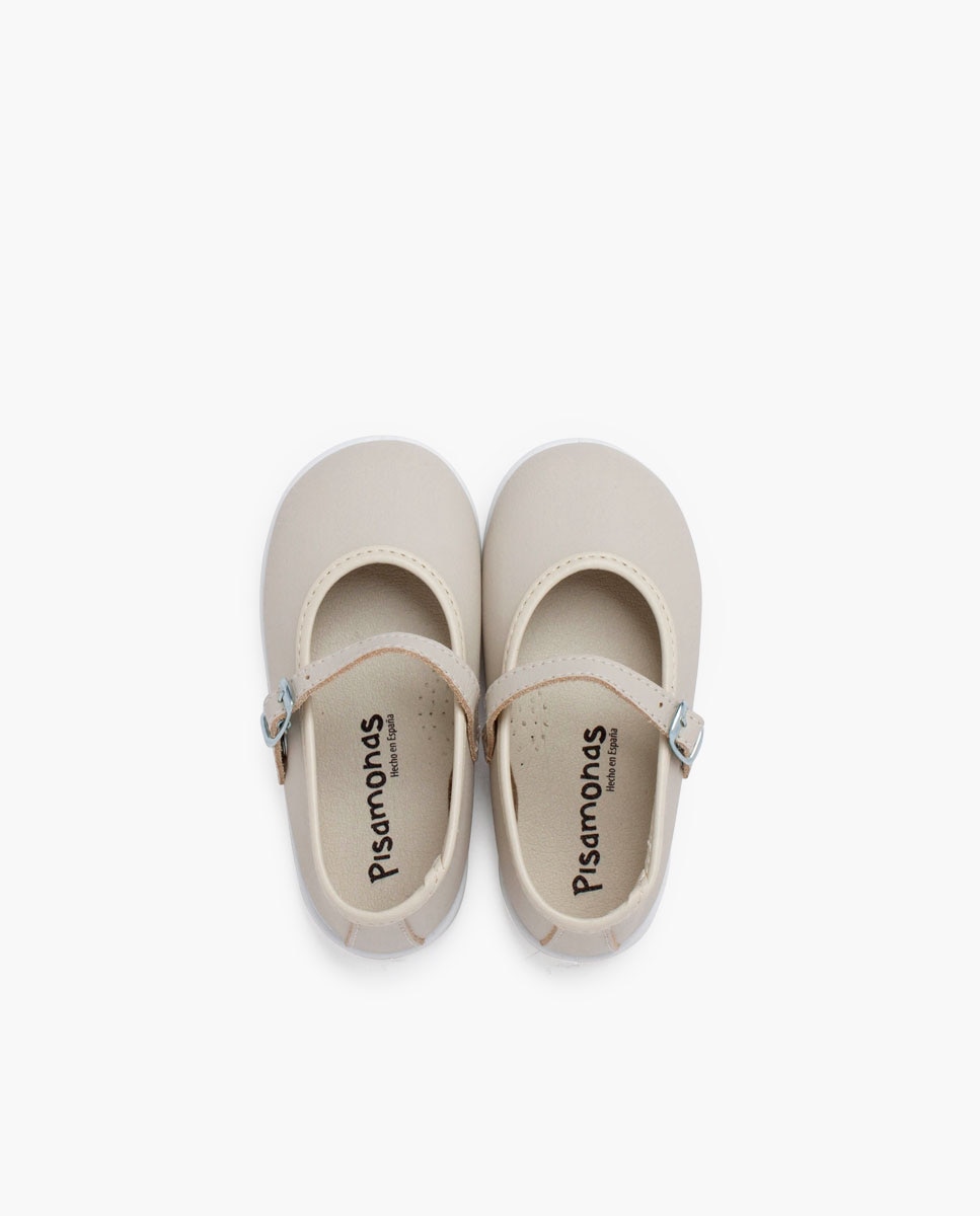 Merceditas de bebé piel lavable hebilla - Pisamonas - Beige Beige-4