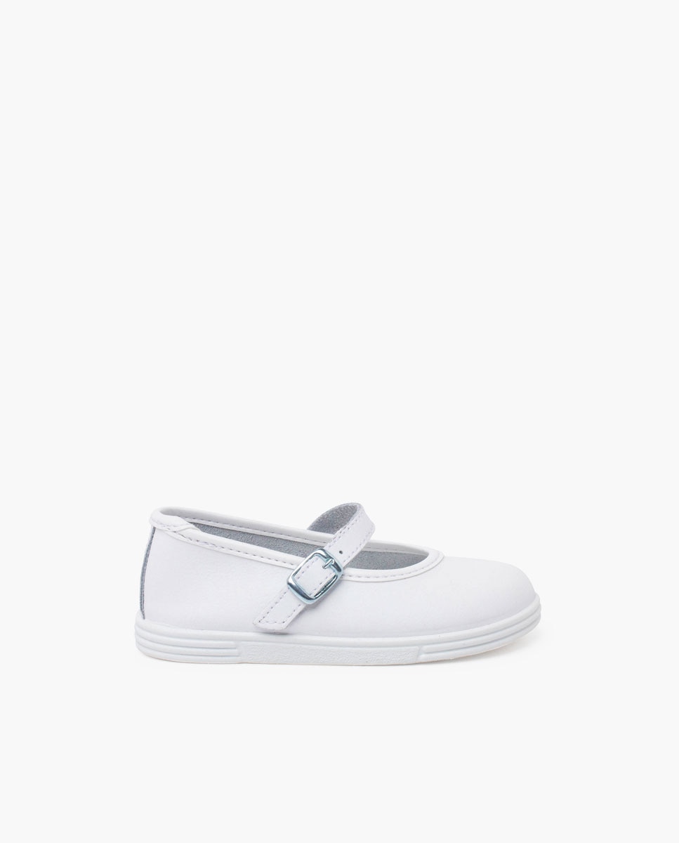 Merceditas de bebé piel lavable hebilla - Pisamonas - Blanco Blanco-1