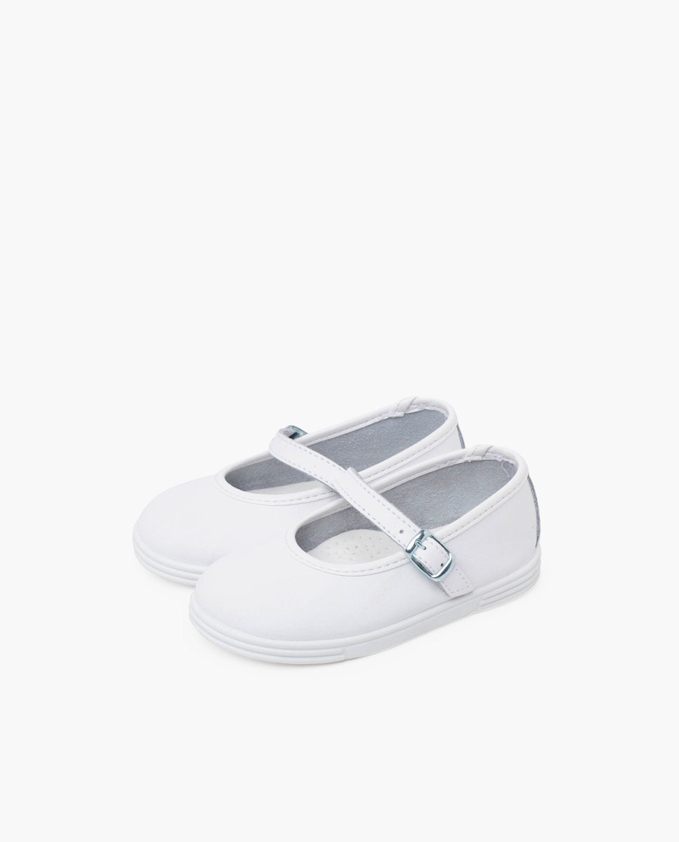 Merceditas de bebé piel lavable hebilla - Pisamonas - Blanco Blanco-3