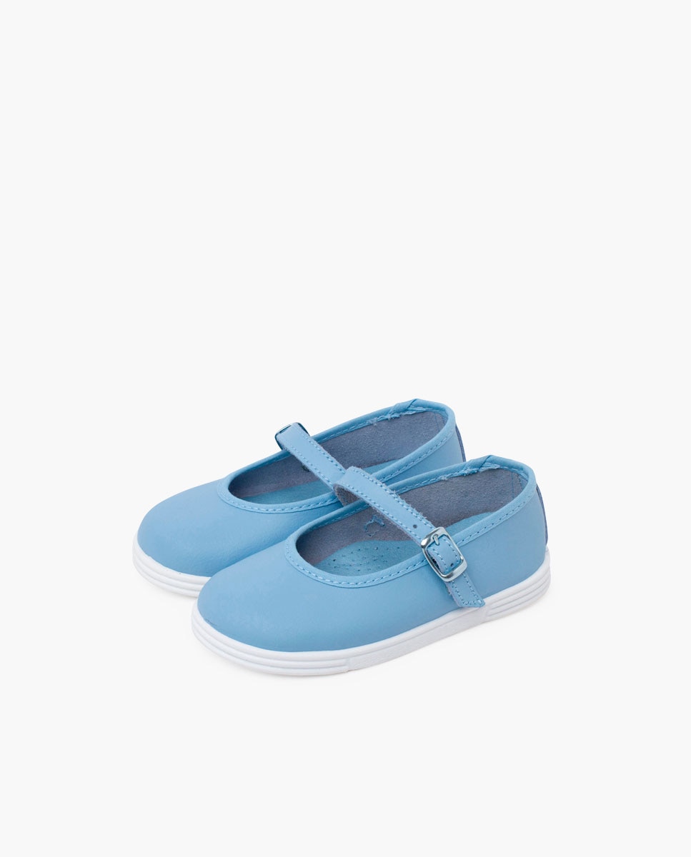 Merceditas de bebé piel lavable hebilla - Pisamonas - Azul celeste Azul celeste-3