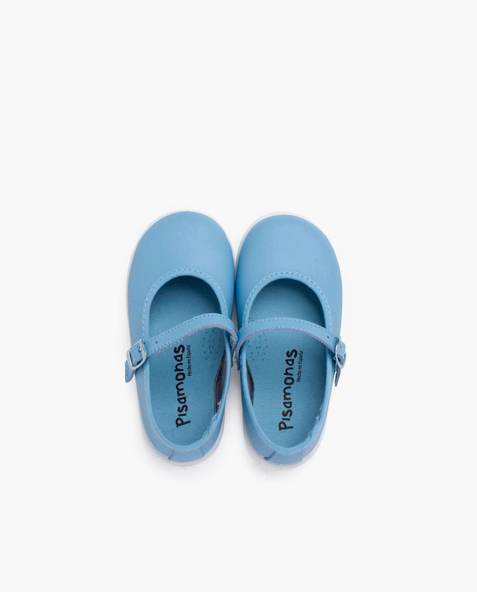 Merceditas de bebé piel lavable hebilla - Pisamonas - Azul celeste Azul celeste-4