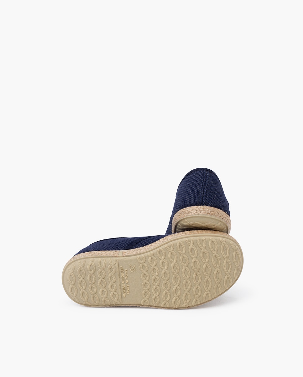 Zapatos de cordones de niños de lino con cordones y suela alpargata - Pisamonas - Azul marino Azul marino-2