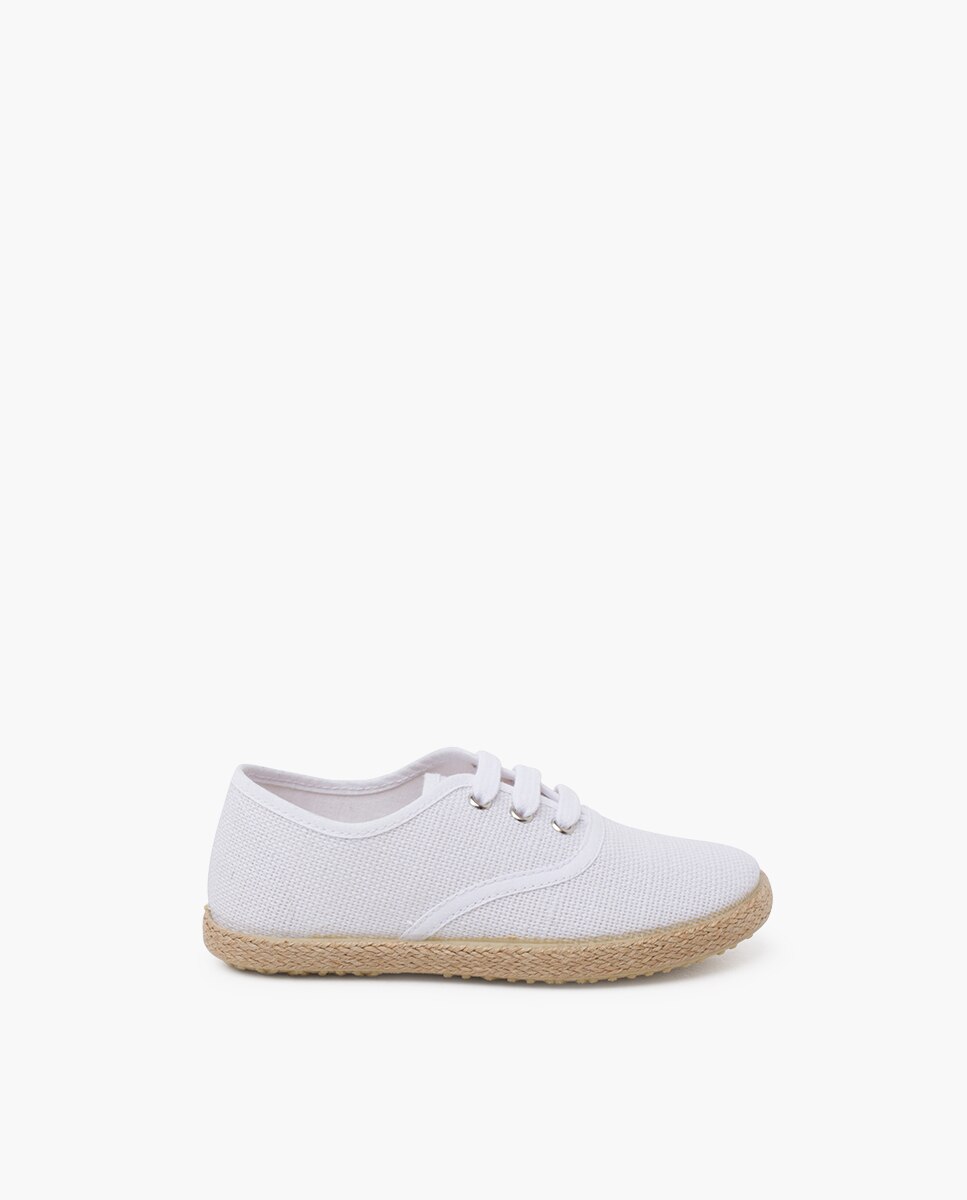 Imagen 0 de Zapatos de cordones de niños de lino con cordones y suela alpargata Beige