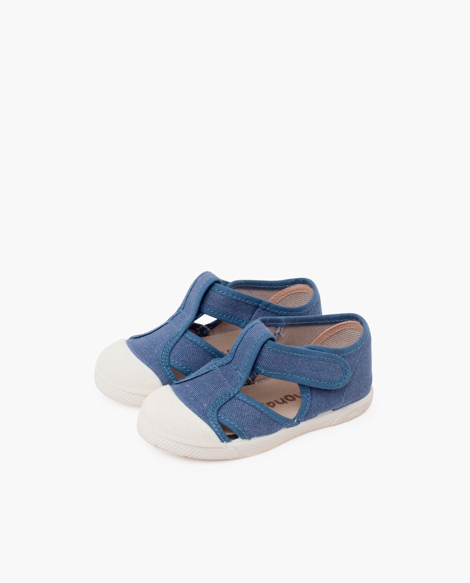 Sandalias de bebé lona eco puntera goma - Pisamonas - Azul Azul-3