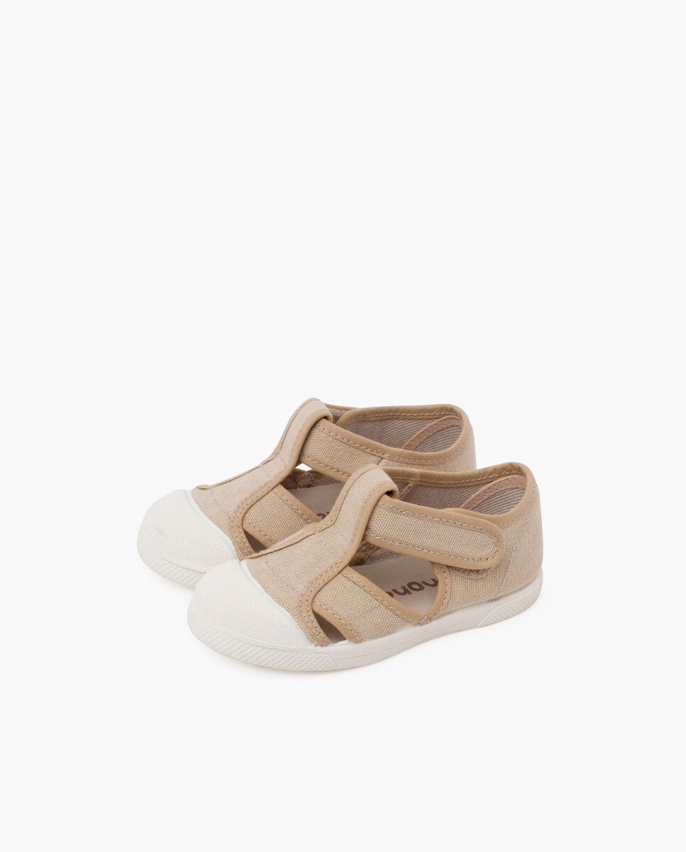 Sandalias de bebé lona eco puntera goma - Pisamonas - Beige Beige-3