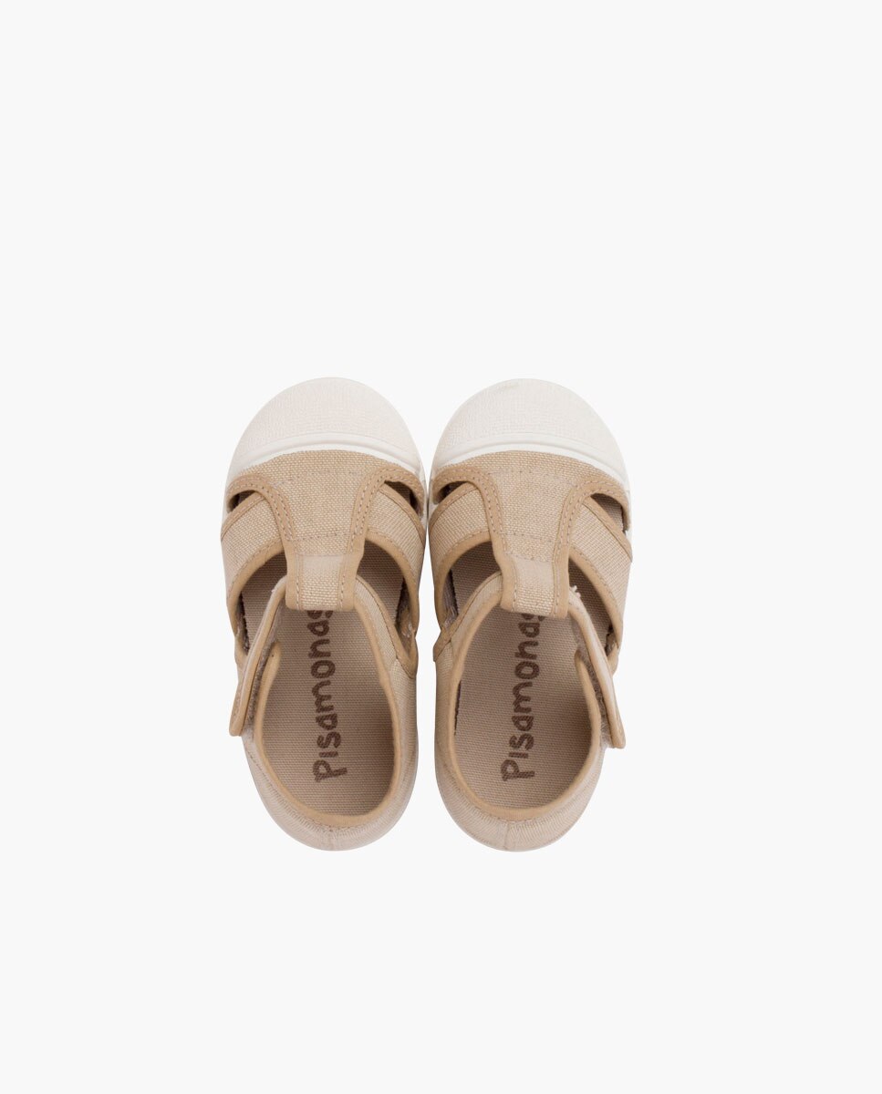 Sandalias de bebé lona eco puntera goma - Pisamonas - Beige Beige-4