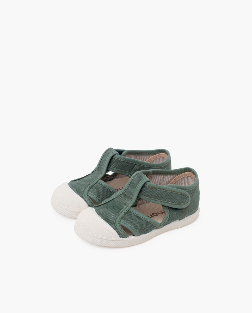 Sandalias de bebé lona eco puntera goma - Pisamonas - Verde Verde-3