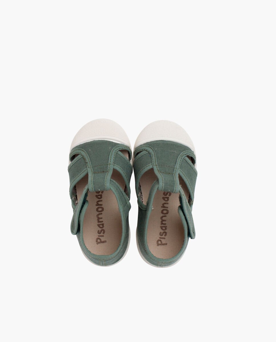 Sandalias de bebé lona eco puntera goma - Pisamonas - Verde Verde-4