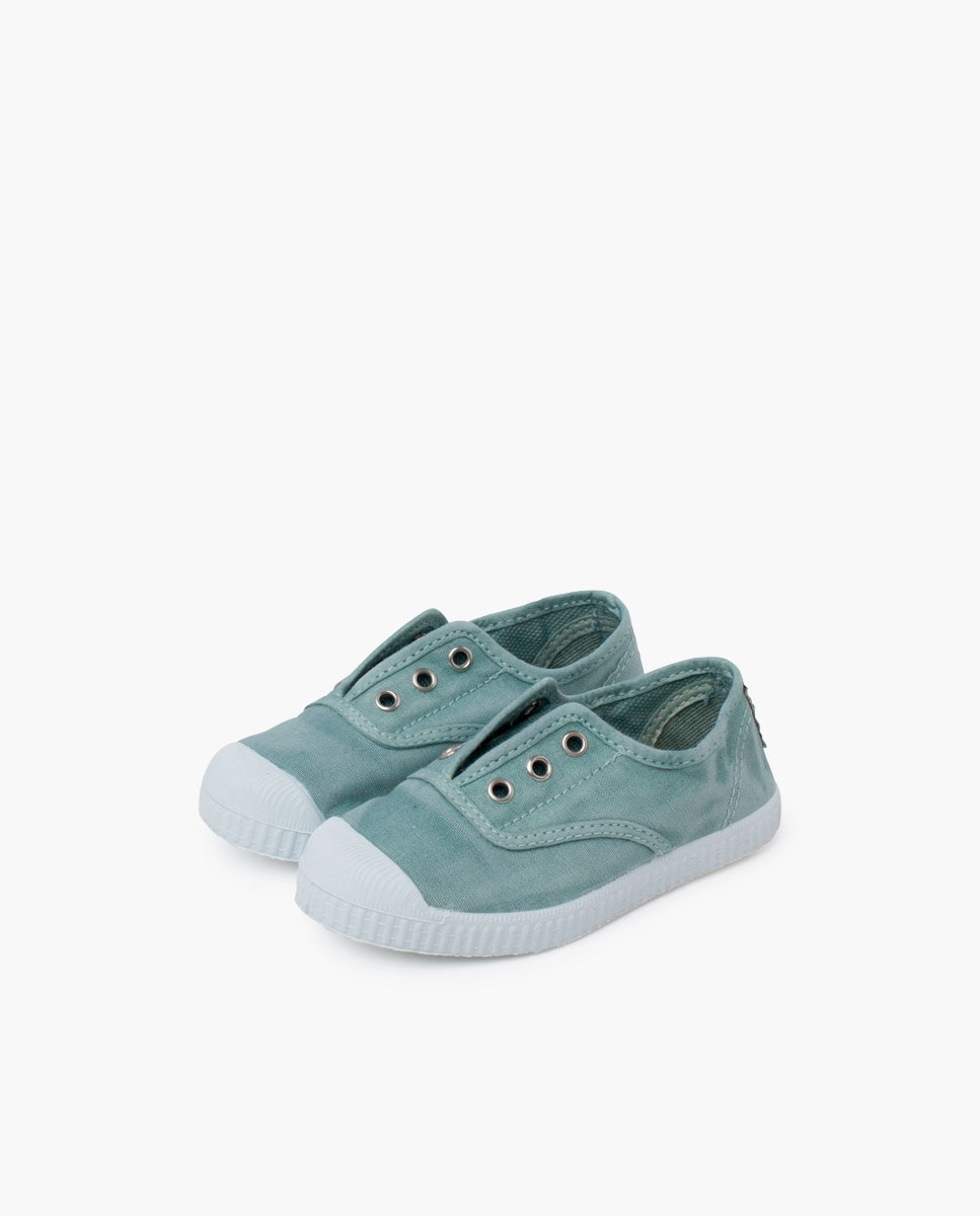 Zapatillas de lona de niña lona efecto desgastado sin - Pisamonas - Verde Verde-3