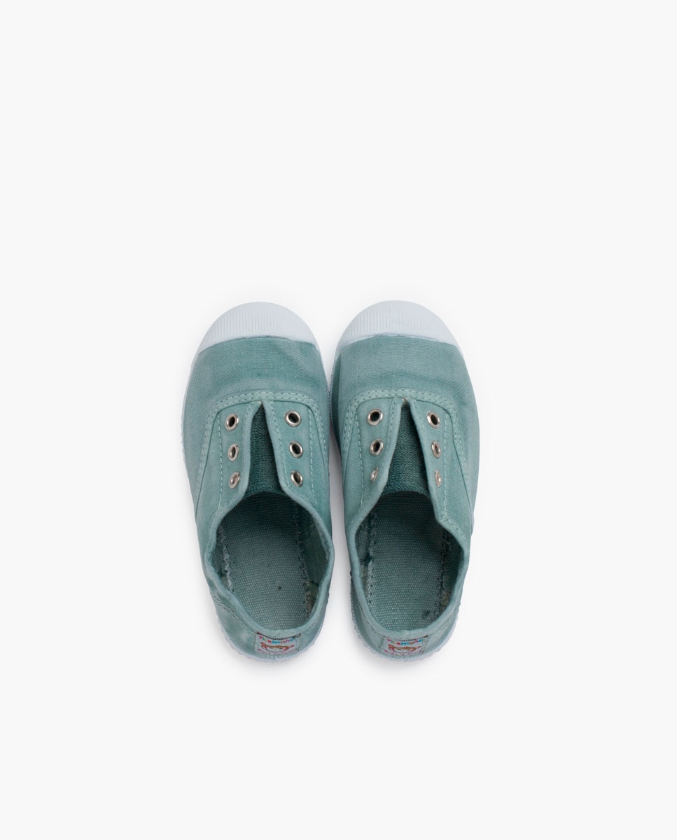 Zapatillas de lona de niña lona efecto desgastado sin - Pisamonas - Verde Verde-4
