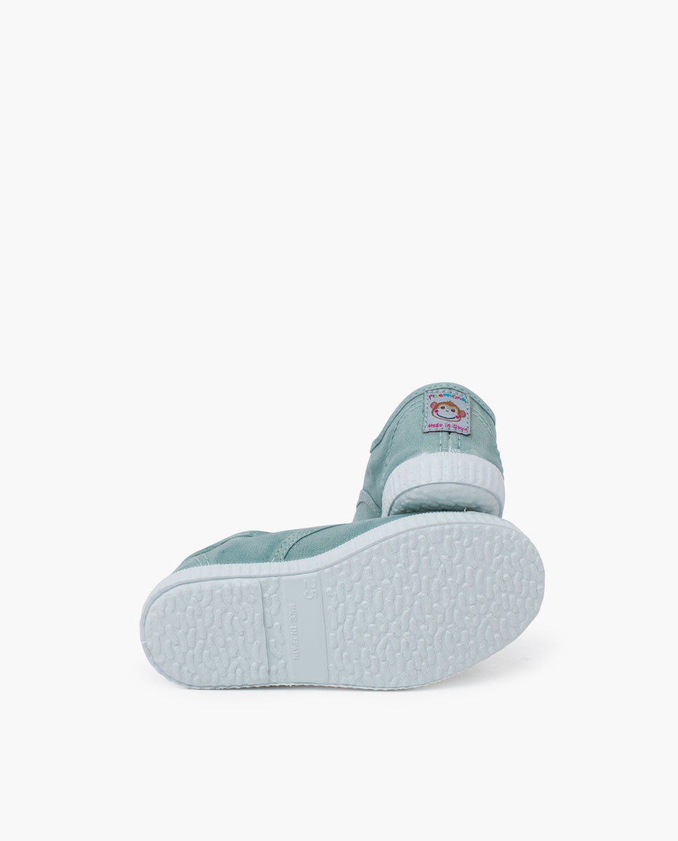 Zapatillas de lona de niña lona efecto desgastado sin - Pisamonas - Verde Agua Verde Agua-2
