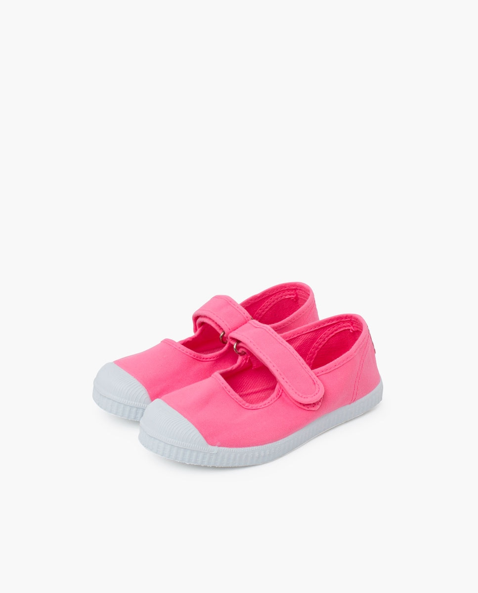 Merceditas de niña puntera goma cierre adherente - Pisamonas - Rosa / Blanco Rosa / Blanco-3