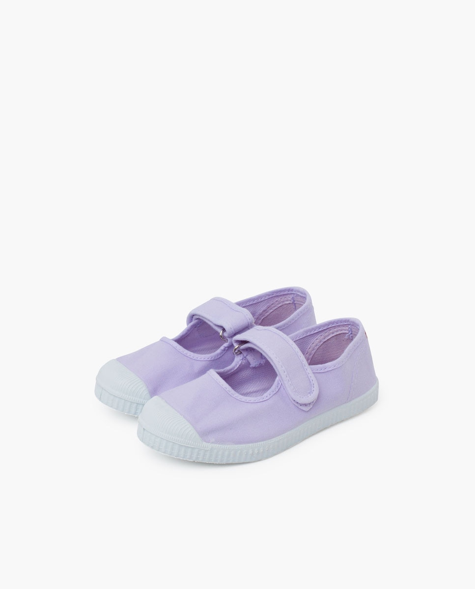 Merceditas de niña puntera goma cierre adherente - Pisamonas - Morado pastel Morado pastel-3