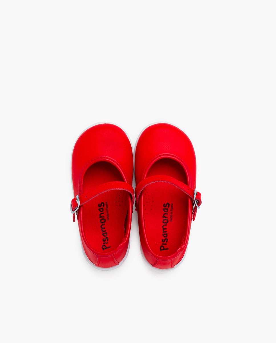 Merceditas de bebé piel lavable hebilla - Pisamonas - Rojo Rojo-4