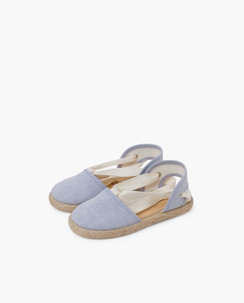 Alpargatas de niña con cintas - Pisamonas - Azul claro Azul claro-3