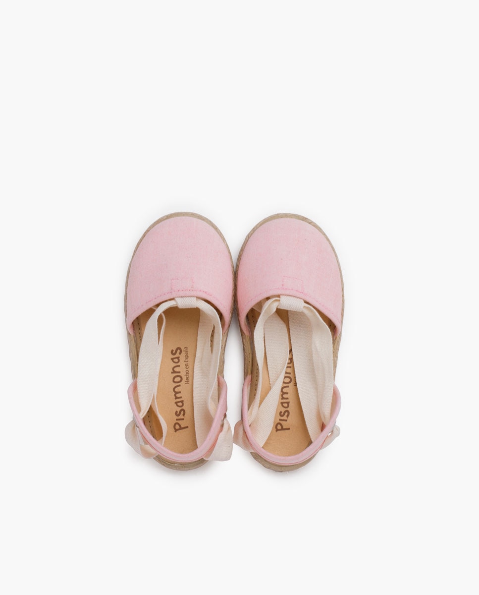 Alpargatas de niña con cintas - Pisamonas - Rosa Rosa-4