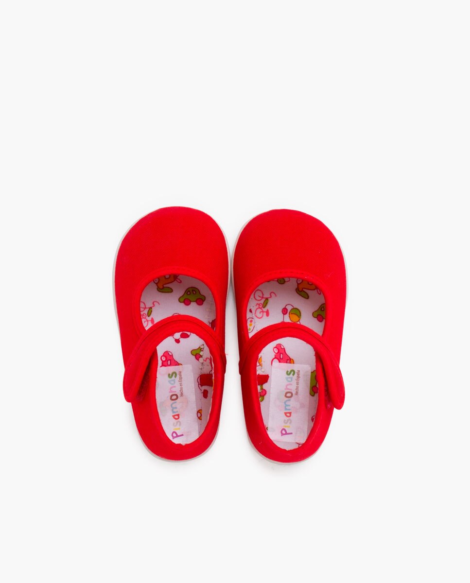 Merceditas de bebé niña lona suela fina tira - Rojo Rojo-3