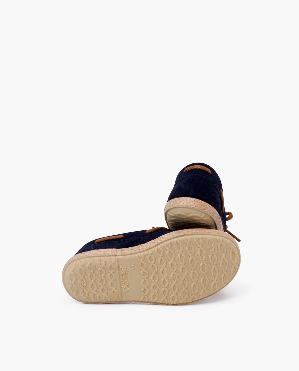 Mocasines de niños serraje cordón suela yute - Pisamonas - Azul marino Azul marino-2