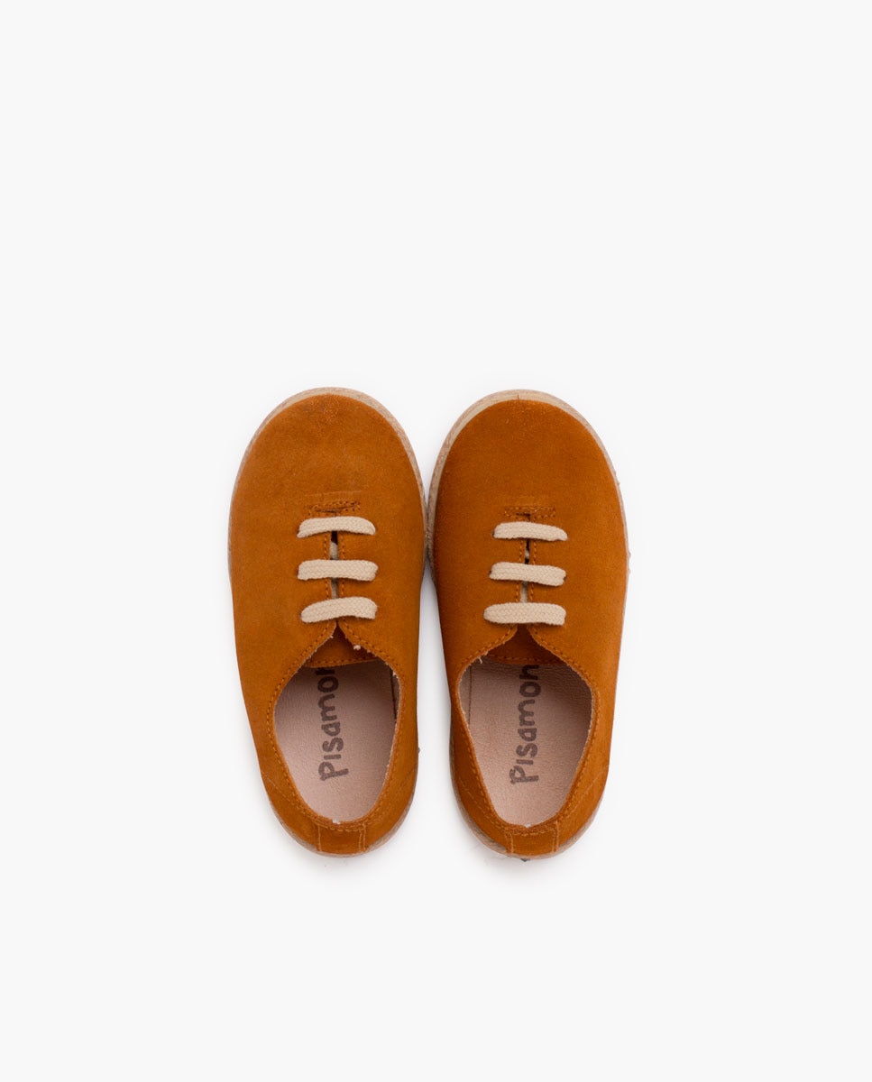 Zapatillas Cordones Serraje y Yute Niños en beige/nude - Pisamonas - Camel Camel-4