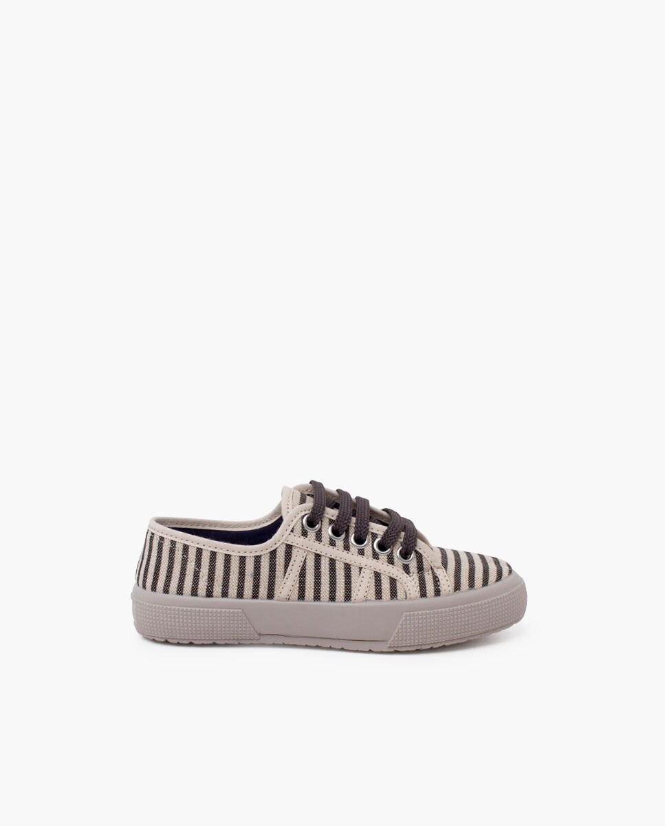 Zapatillas de lona de niña con rayas y suela ancha · Pisamonas
