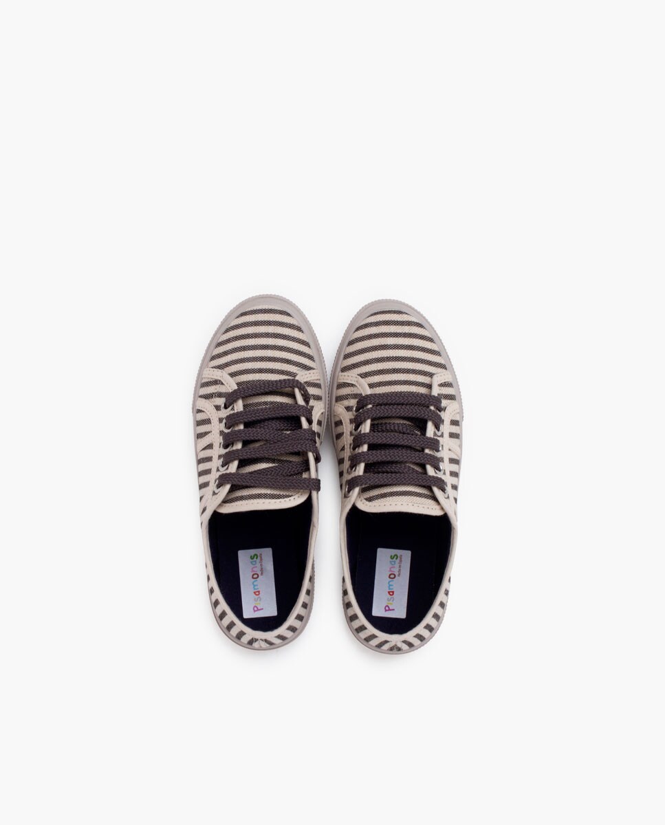Zapatillas Infantiles Pisamonas Con Rayas Laterales - Blancas, Doble Cordón (blanco Y A Juego), Suela Flexible, Para Niños Y Niñas