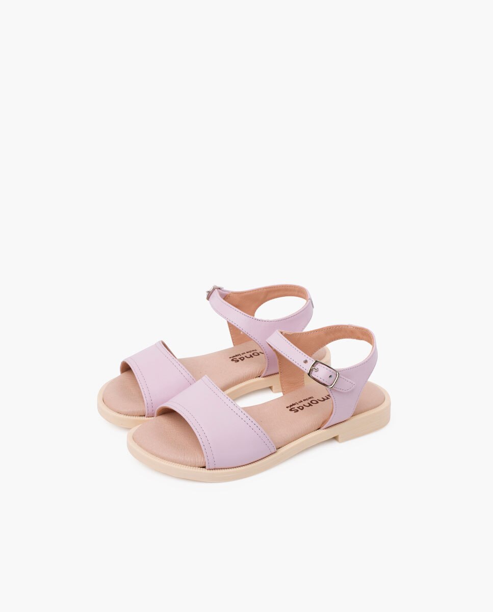Imagen 3 de Sandalias abiertas de niña de piel con pala escotada - Pisamonas - Morado pastel Morado pastel