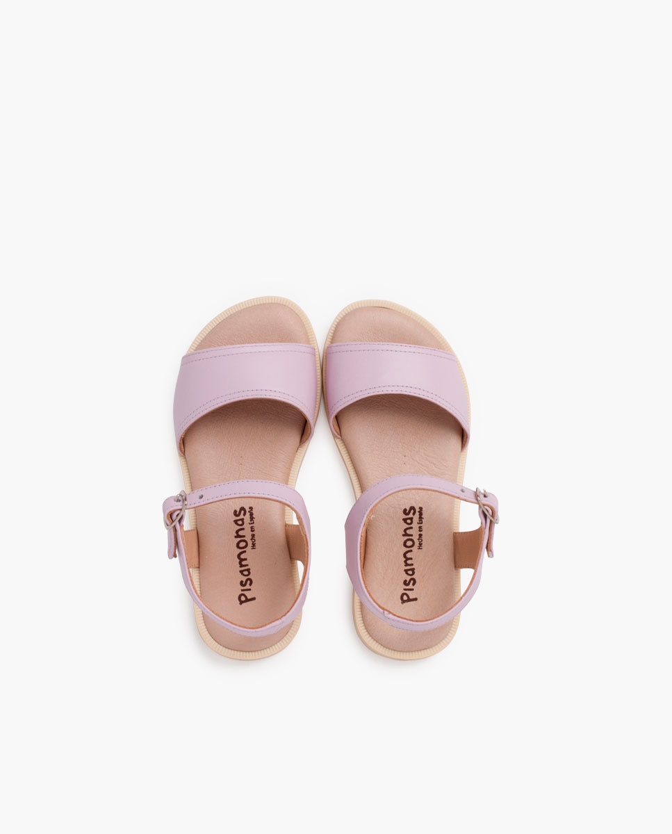 Imagen 4 de Sandalias abiertas de niña de piel con pala escotada - Pisamonas - Morado pastel Morado pastel