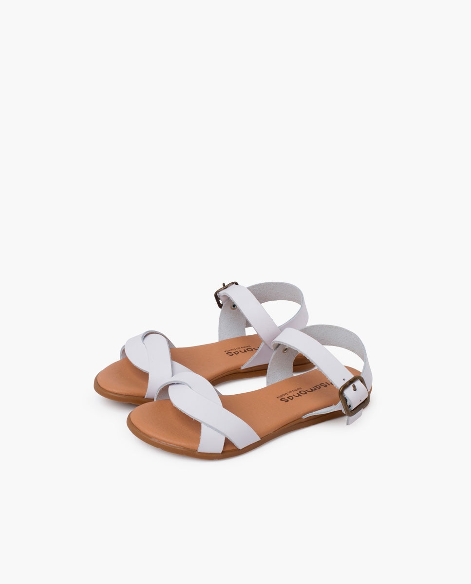 Imagen 3 de Sandalias abiertas de niños con doble tira entrelazadas - Pisamonas - Blanco Blanco
