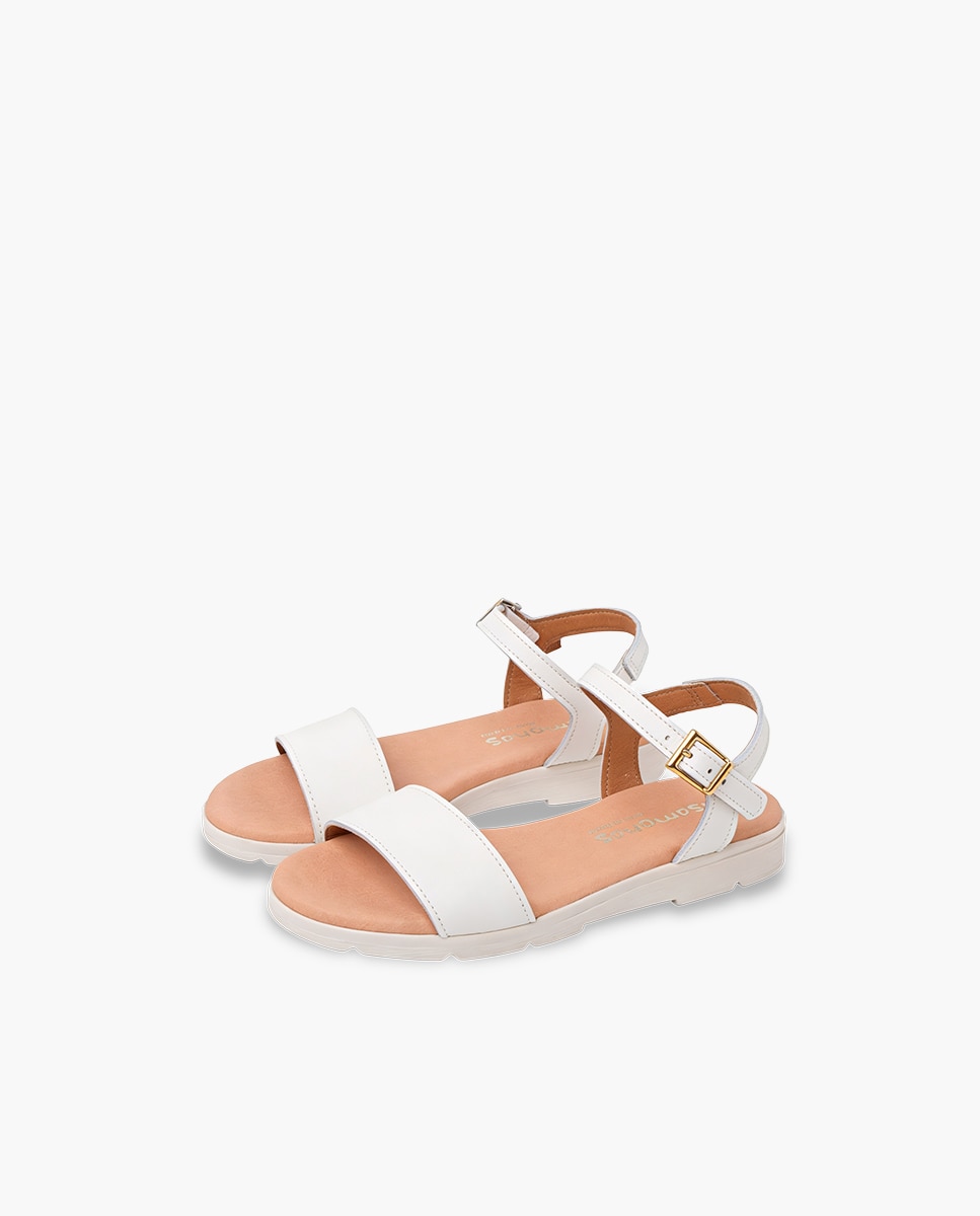 Imagen 3 de Sandalias cerradas de niña piel textura plantilla gel - Pisamonas - Blanco Blanco