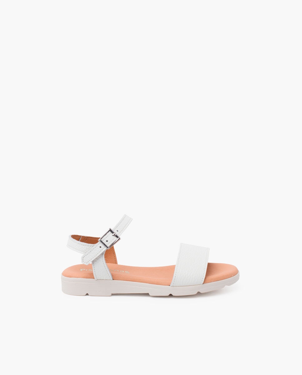 Pisamonas - Sandalias abiertas de niña de piel con textura y plantilla de gel.