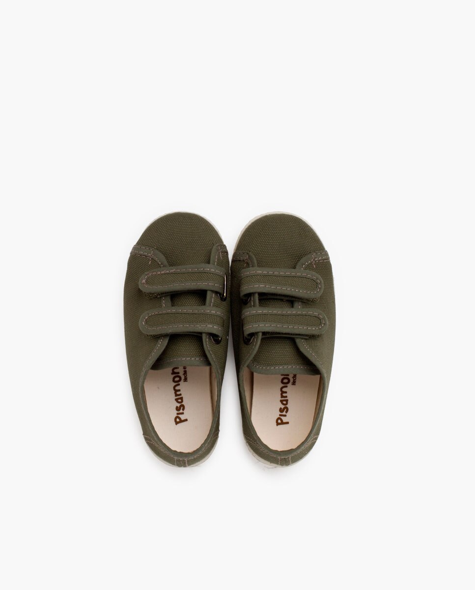 Zapatillas de lona reciclada rpet de niños con tiras adherentes - Pisamonas - Verde Verde-4