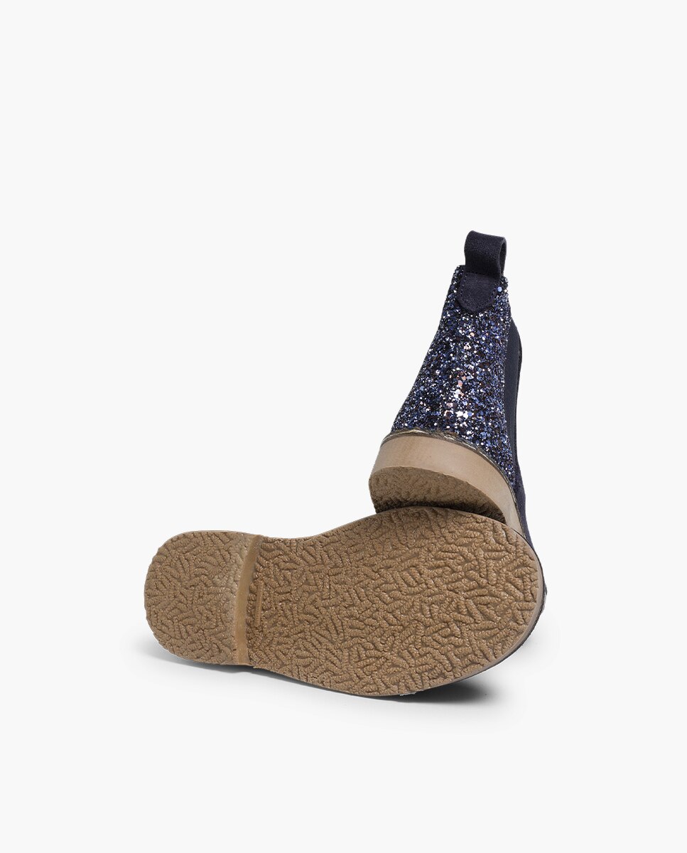 Botas de niña serraje con talonera glitter - Pisamonas - Azul marino Azul marino-2